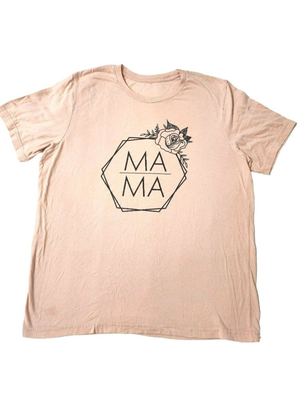 Women's Custom Mama Rose Floral Blush T-shirt Large Pink Tee Soft Mom Momma Top